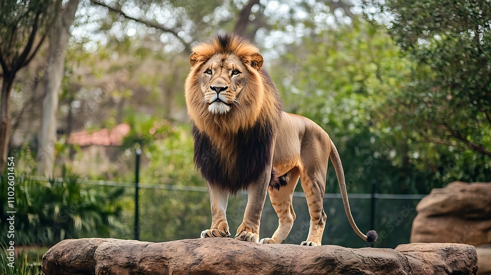 Fototapeta premium A lion standing tall with a regal and commanding presence