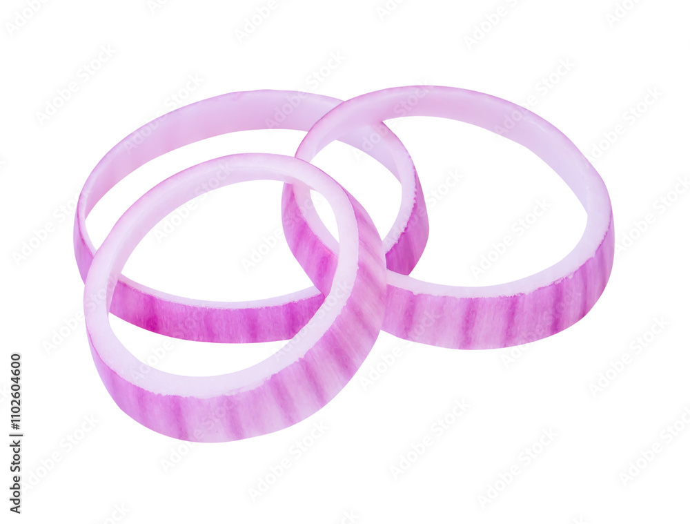 Top view of red onion slices or onion rings in stack isolated with clipping path. shallot in png file format Top view of red onion slices or onion rings in stack isolated with clipping path. shallot in png file format