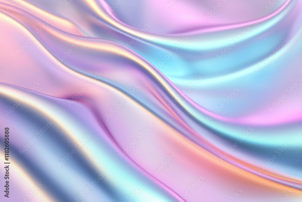 A colorful, flowing piece of fabric with a metallic sheen A colorful, flowing piece of fabric with a metallic sheen
