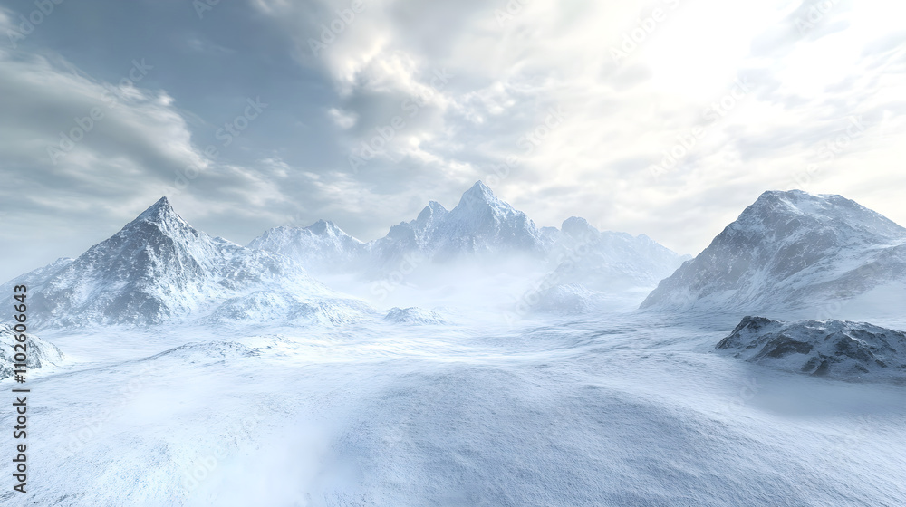 Obraz premium Eternal Tranquility: Pristine Peaks Embracing a Pure Sky