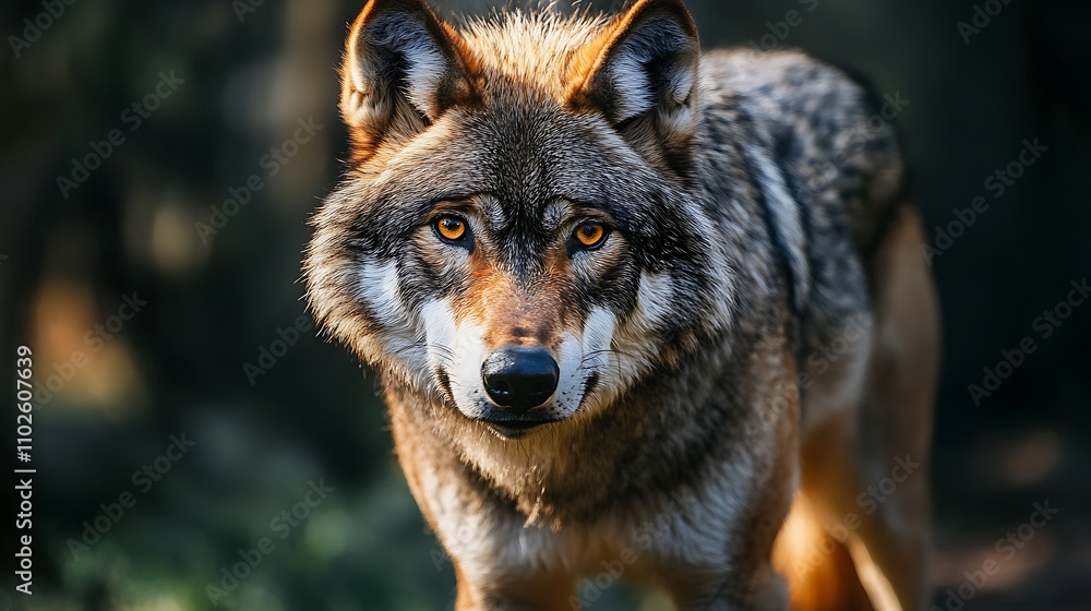 Gray Wolf Portrait in Forest Gray Wolf Portrait in Forest