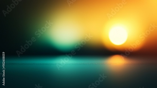 A blurry image of a sunset with a yellow sun in the center