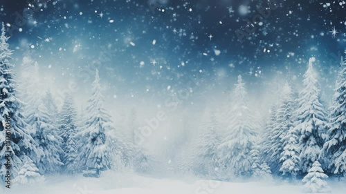 New Year Winter Landscape with Snow