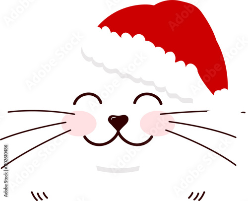 Christmas kitten with santa hat on photo