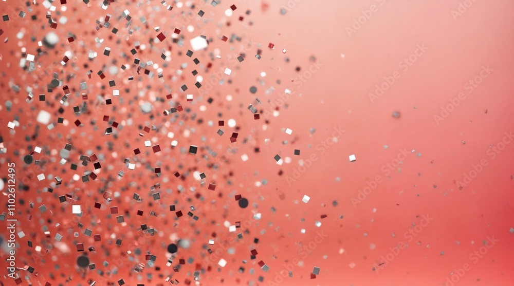 vibrant coral and pink blend with a modern confetti style overlay