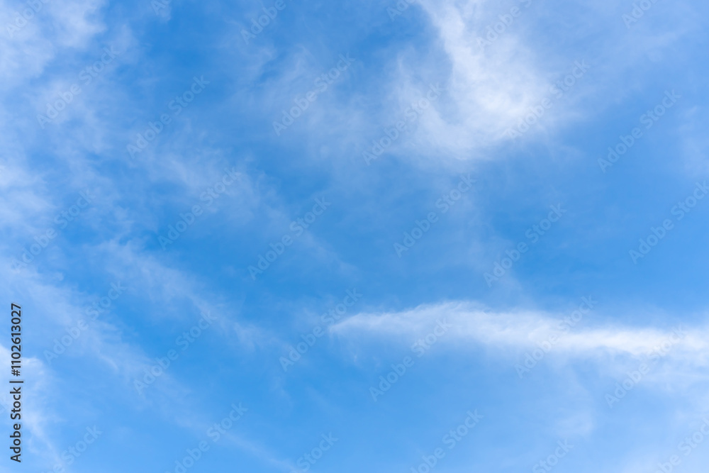 Obraz premium Low angle view and full frame of beautiful blue sky with strange shape of clouds in the morning or evening in sunny day used as natural background texture in decorative art work