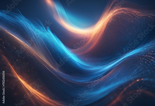 Wallpaper Mural abstract waves of orange and blue light in a dark theme Torontodigital.ca