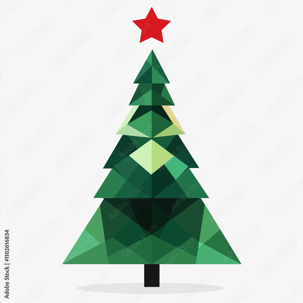 geometric christmas tree with red star geometric christmas tree with red star