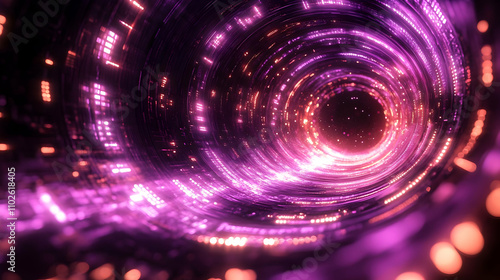 Abstract 3D Purple Vortex Tunnel Background