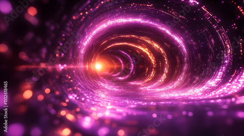 Abstract 3D Tunnel Background Purple and Orange Glow