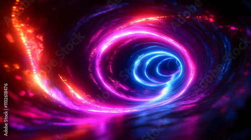 Abstract 3D Neon Vortex Tun...