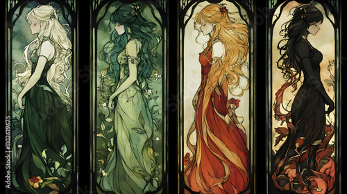 Art Nouveau Women Illustration
