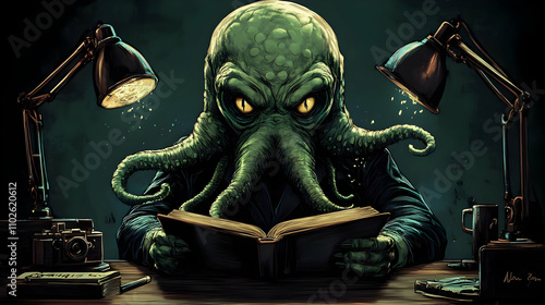 Scholarly Cthulhu Illustration