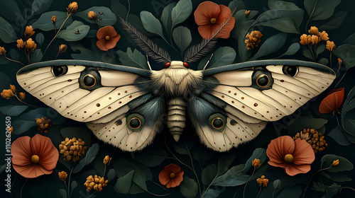 Elegant Moth Illustration w...