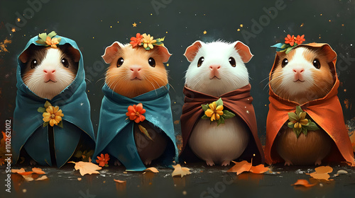 Adorable Guinea Pigs in Aut...