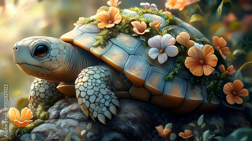 Floral Tortoise Illustration
