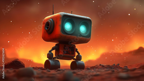 Cute Rusty Robot 3D Illustr...