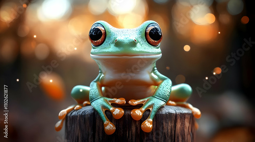 Cute Green Frog 3D Render I...