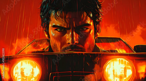 Rain-Soaked Drive Illustration