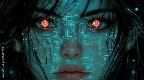 Cyberpunk Woman Digital Art...