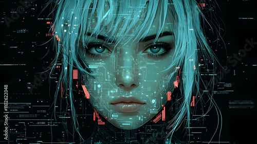 Digital Woman Illustration,...
