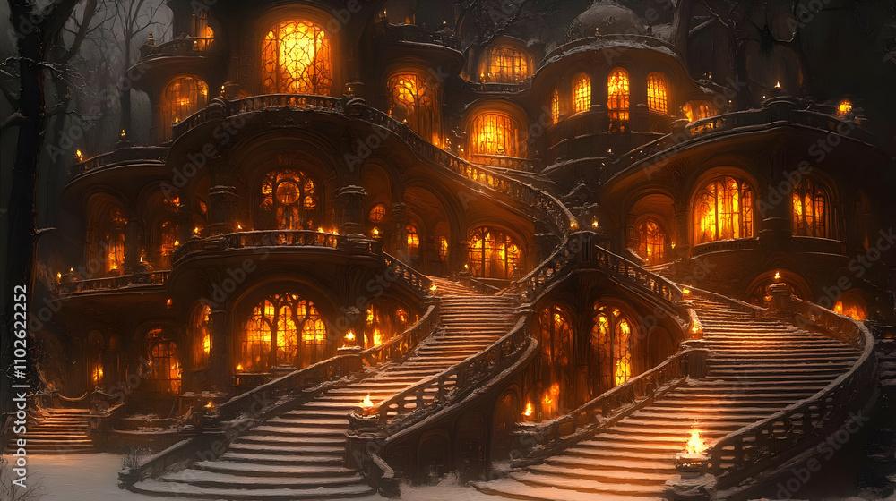 Fototapeta premium Enchanted Winter Palace Illustration