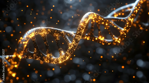 Glowing DNA Strand 3D Render