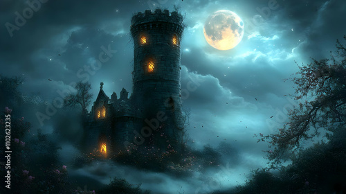 Enchanted Stone Tower Night...