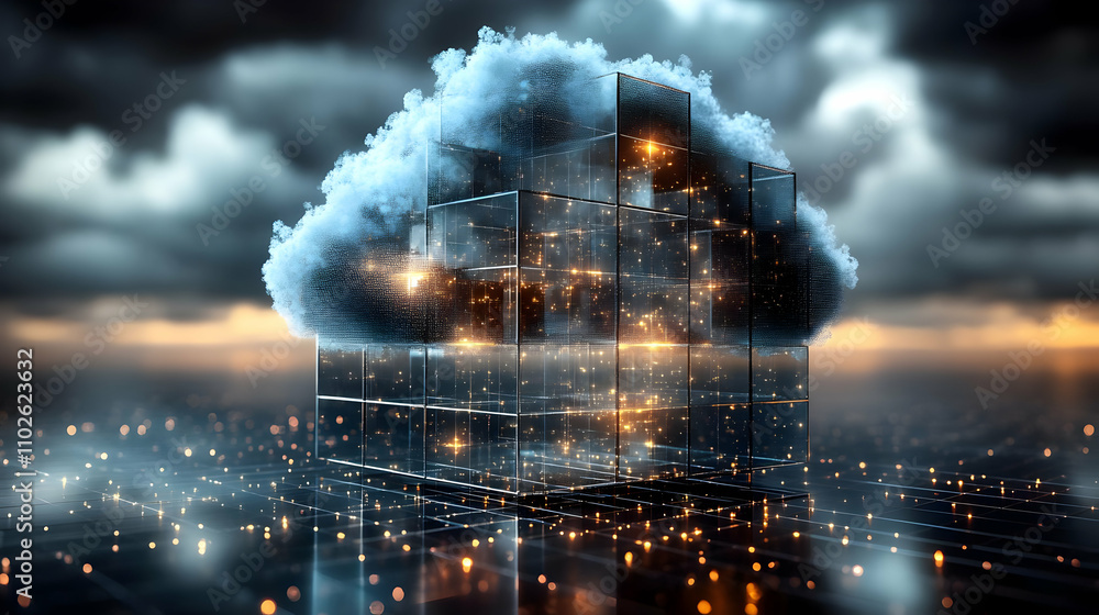 Obraz premium 3D Cloud Computing Network Illustration