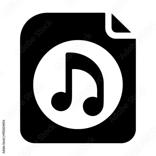 Black silhouette audio note in a file vector icon design