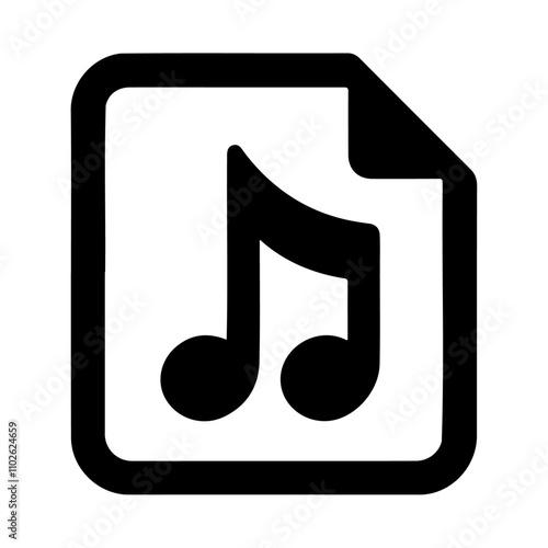 Black silhouette audio note in a file vector icon design