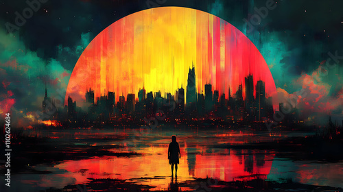 Urban Sunset Digital Painting