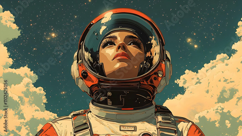 Astronaut Woman in Space Il...
