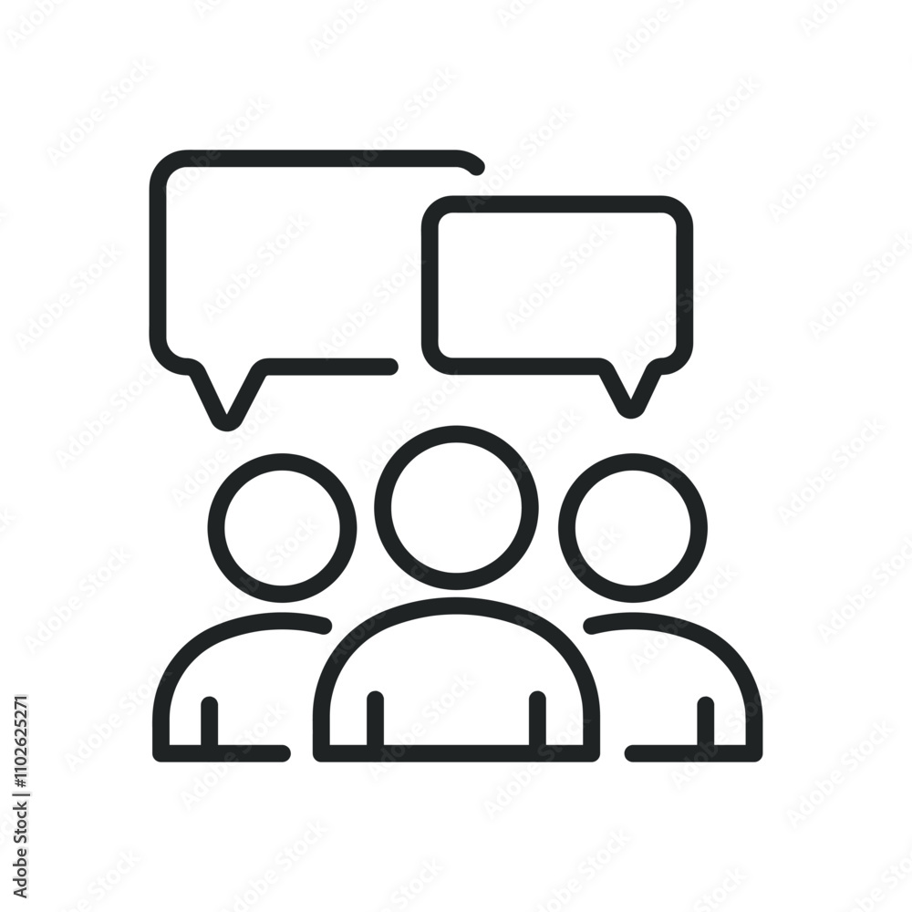 Discussion thin line icons. Editable stroke and Perfect pixel on transparent background Discussion thin line icons. Editable stroke and Perfect pixel on transparent background
