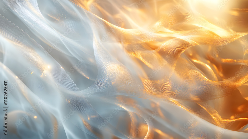 Fototapeta premium Enchanted Radiance: Dance of Gold and Silver Light in a Smoky Realm of Fantasy
