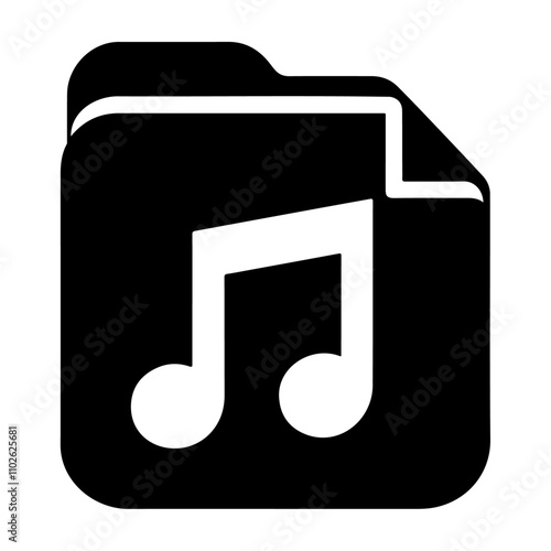 Black silhouette audio note in a file vector icon design