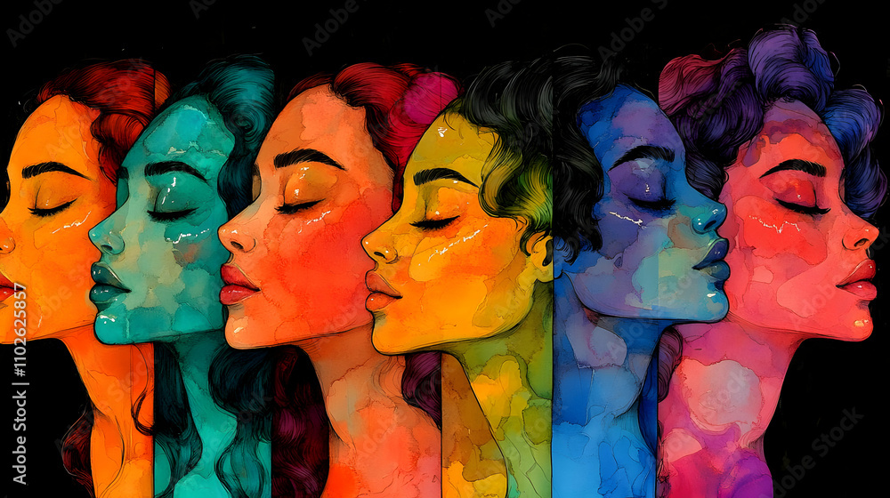 Obraz premium Vibrant Watercolor Women Illustration