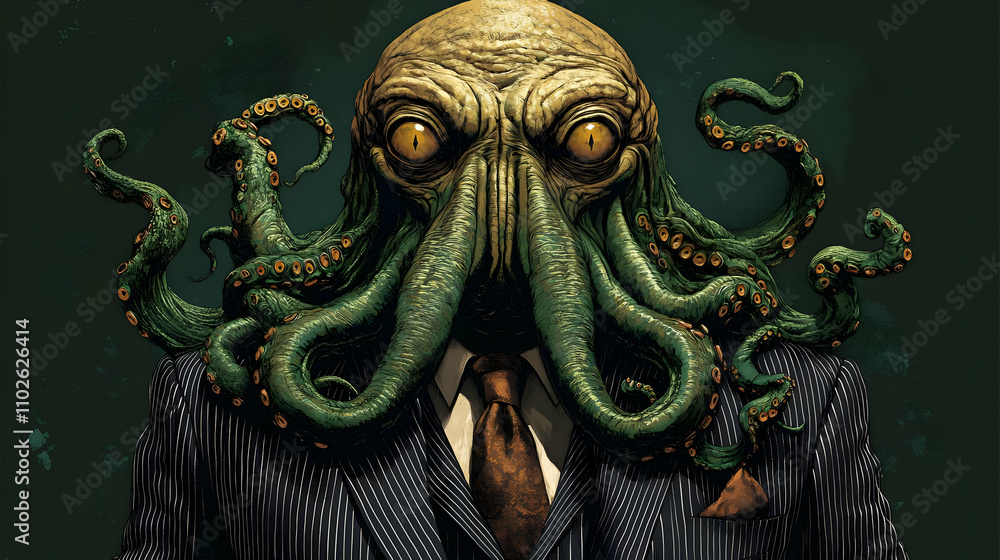 Obraz premium Cthulhu Businessman Illustration