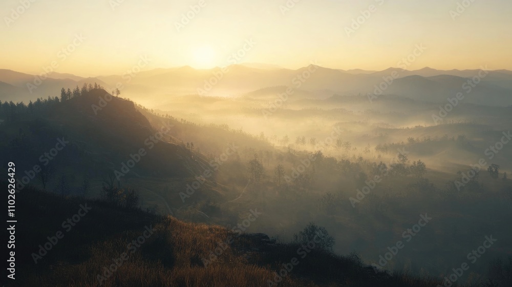 Golden light on the horizon. Morning light cascading over a mountain range as day begins.
Golden light on the horizon. Morning light cascading over a mountain range as day begins.