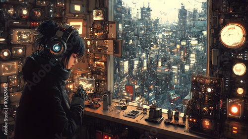 Cyberpunk Cityscape Illustr...