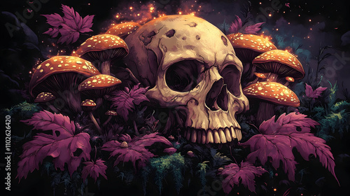Enchanted Skull & Mushrooms...