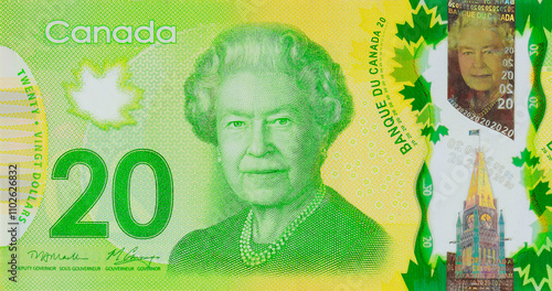 Εκτύπωση καμβά Money issued by Bank of Canada in denomination twenty dollars in polymer front v