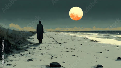 Solitary Figure Coastal Ill...