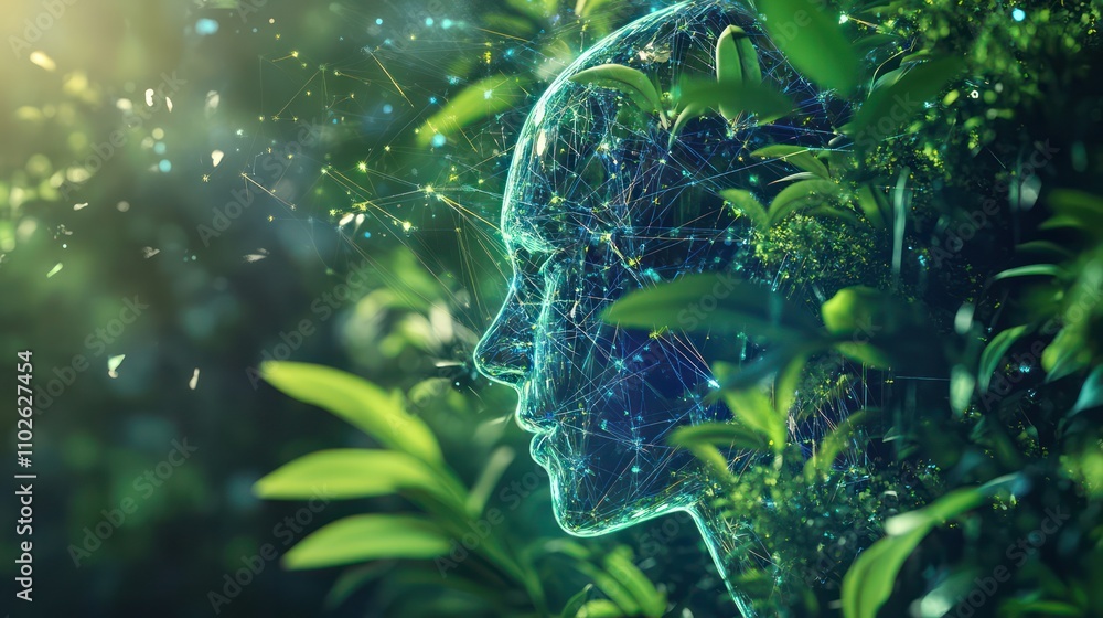 A specialist in AI training neural networks, framed by a vibrant green environment for creativity A specialist in AI training neural networks, framed by a vibrant green environment for creativity