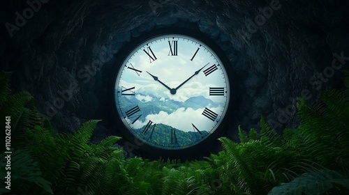 Wallpaper Mural Photo Realistic, A vivid depiction of time increasing on Earth, with a double-exposure effect showing clocks, nature scenes, and a rotating Earth as the days stretch longer  Torontodigital.ca