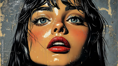 Wet Look Illustration,  Wom...