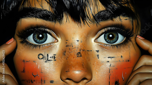 Digital Abstract Face Illus...