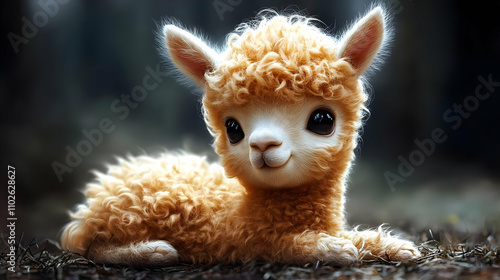 Adorable Fluffy Alpaca Illu...