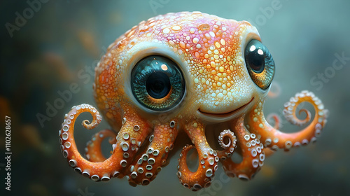 Adorable 3D Octopus Illustr...