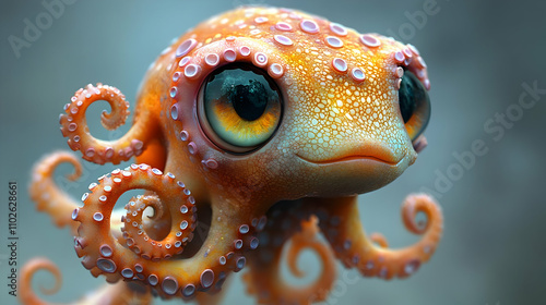 Adorable 3D Octopus Illustr...